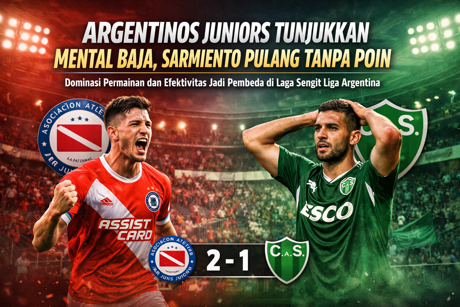 Argentinos Juniors Tunjukkan Mental Baja, Sarmiento Pulang Tanpa Poin