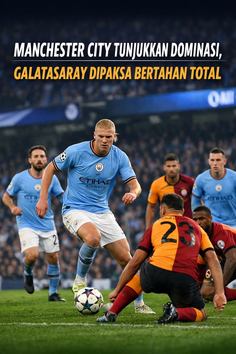 Manchester City Tunjukkan Dominasi, Galatasaray Dipaksa Bertahan Total
