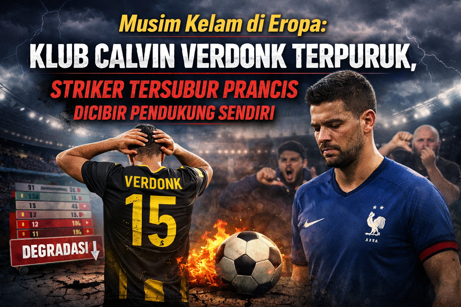 Musim Kelam di Eropa: Klub Calvin Verdonk Terpuruk, Striker Tersubur Prancis Justru Dicibir Pendukung Sendiri