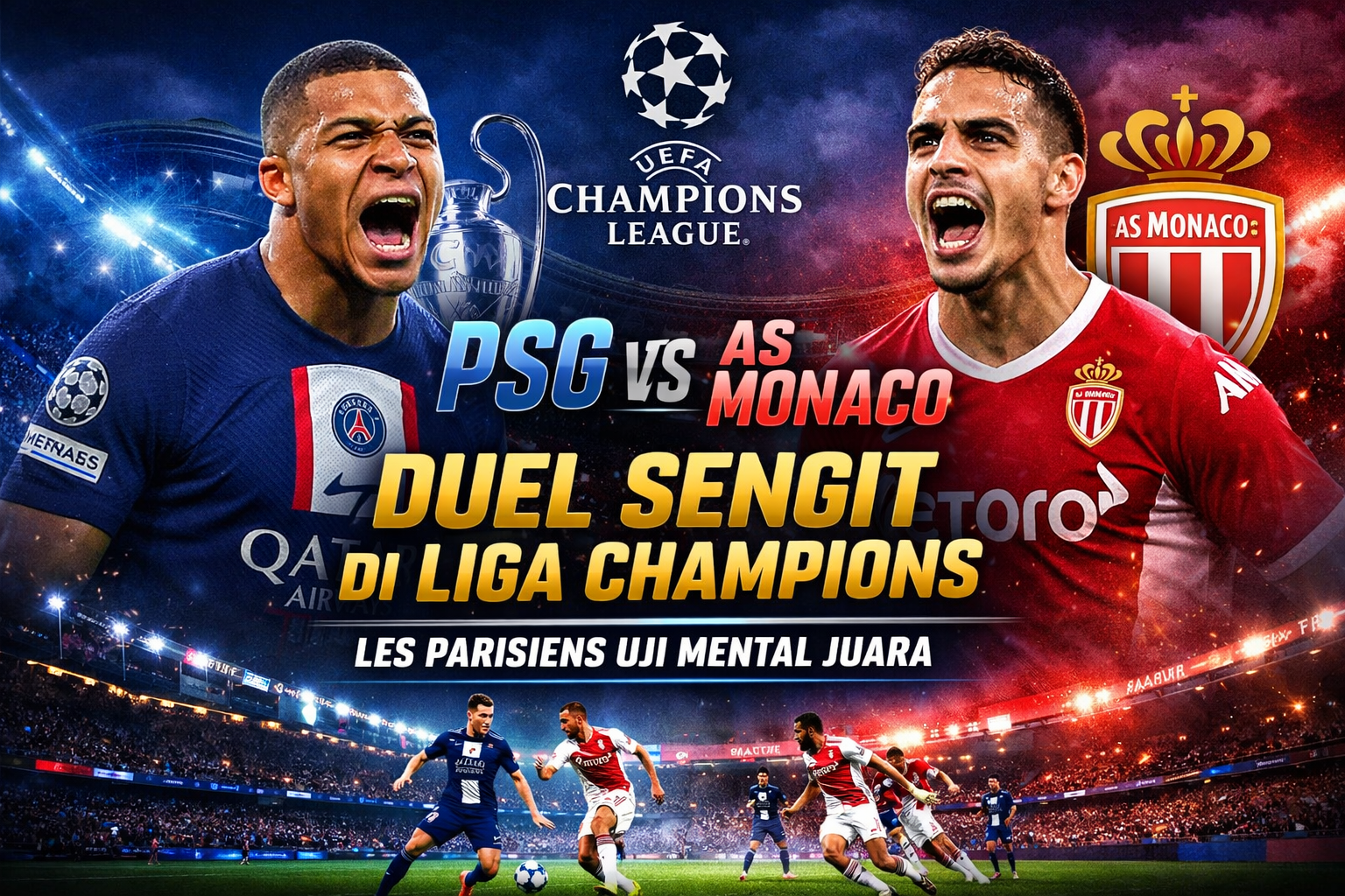 PSG vs AS Monaco: Duel Sengit di Liga Champions, Les Parisiens Uji Mental Juara