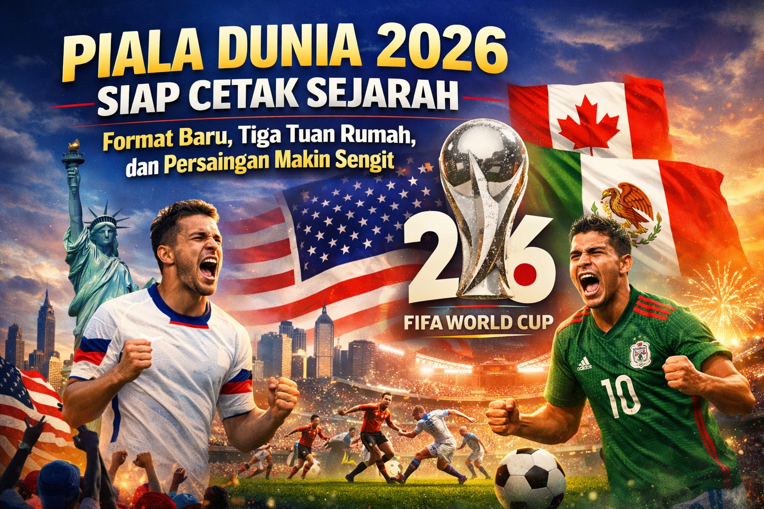 Piala Dunia 2026 Siap Cetak Sejarah: Format Baru, Tiga Tuan Rumah, dan Persaingan Makin Sengit