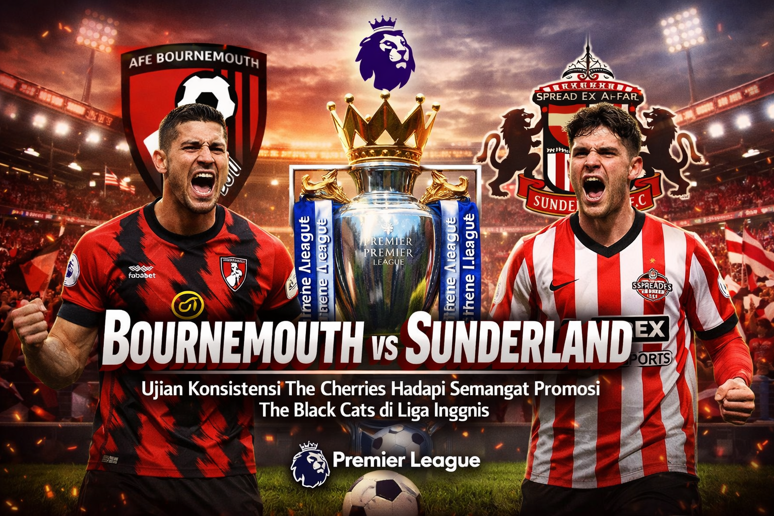 Bournemouth vs Sunderland: Ujian Konsistensi The Cherries Hadapi Semangat Promosi The Black Cats di Liga Inggris
