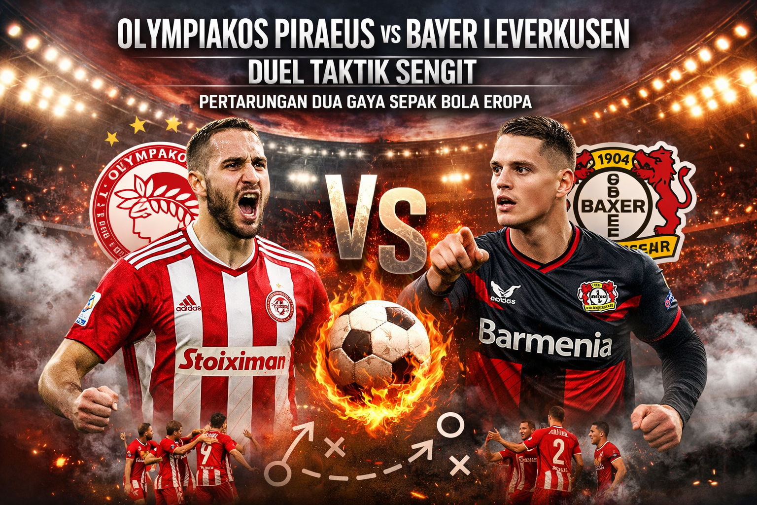 Olympiakos Piraeus vs Bayer Leverkusen: Duel Taktik Sengit Warnai Pertarungan Dua Gaya Sepak Bola Eropa