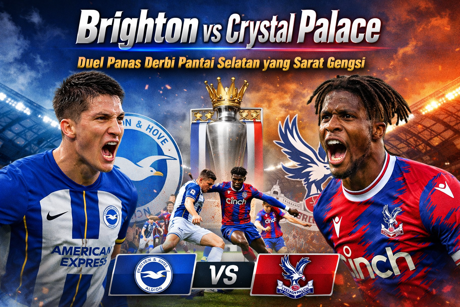 Brighton vs Crystal Palace: Duel Panas Derbi Pantai Selatan yang Sarat Gengsi