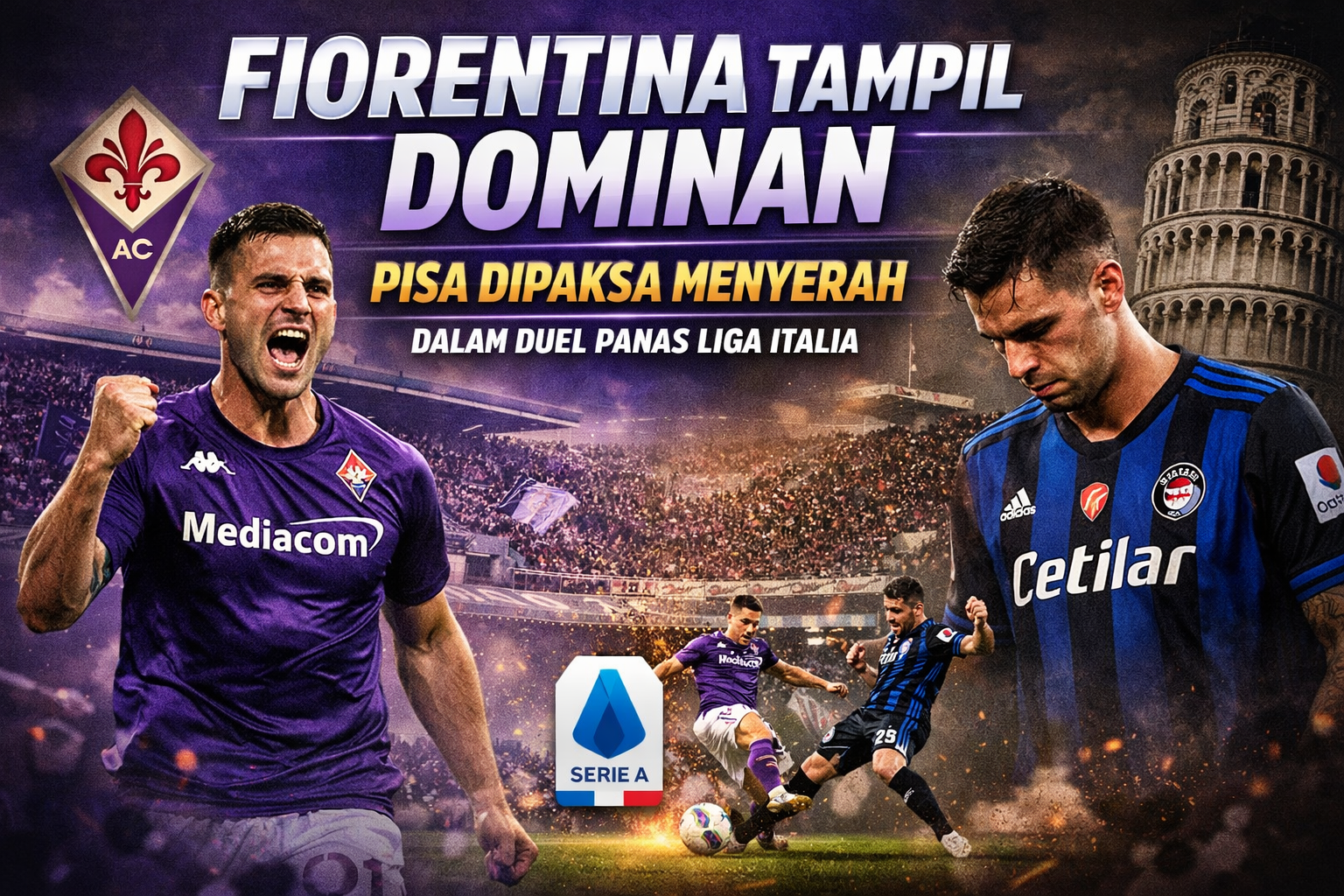 Fiorentina Tampil Dominan, Pisa Dipaksa Menyerah dalam Duel Panas Liga Italia