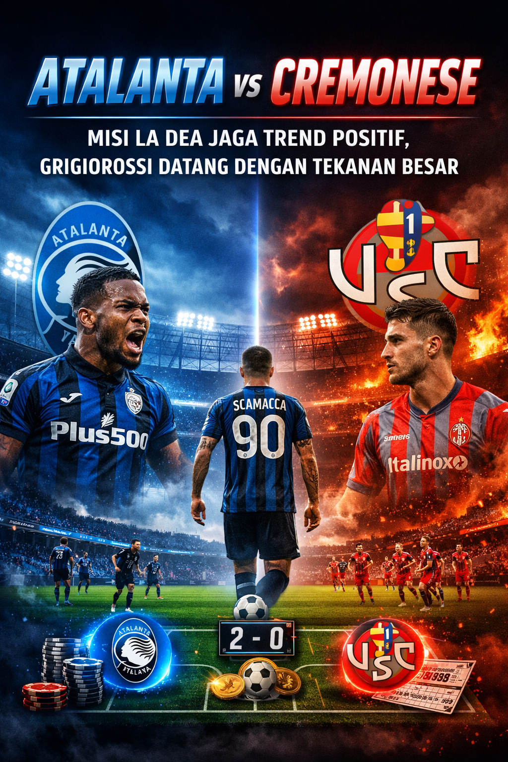 Atalanta vs Cremonese: Misi La Dea Menjaga Tren Positif, Grigiorossi Datang dengan Tekanan Besar