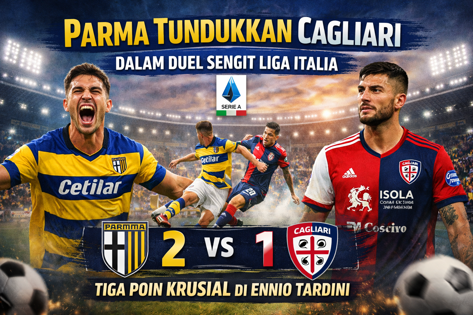 Parma Tundukkan Cagliari dalam Duel Sengit Liga Italia, Tiga Poin Krusial di Ennio Tardini