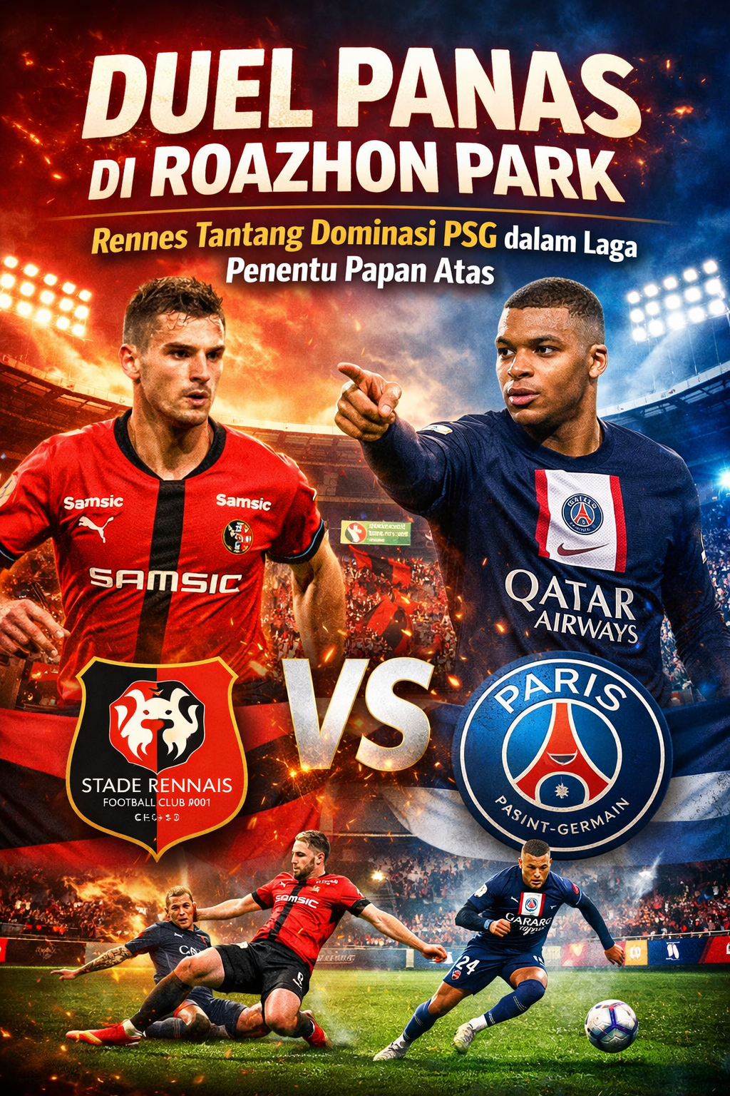 Duel Panas di Roazhon Park: Rennes Tantang Dominasi PSG dalam Laga Penentu Papan Atas