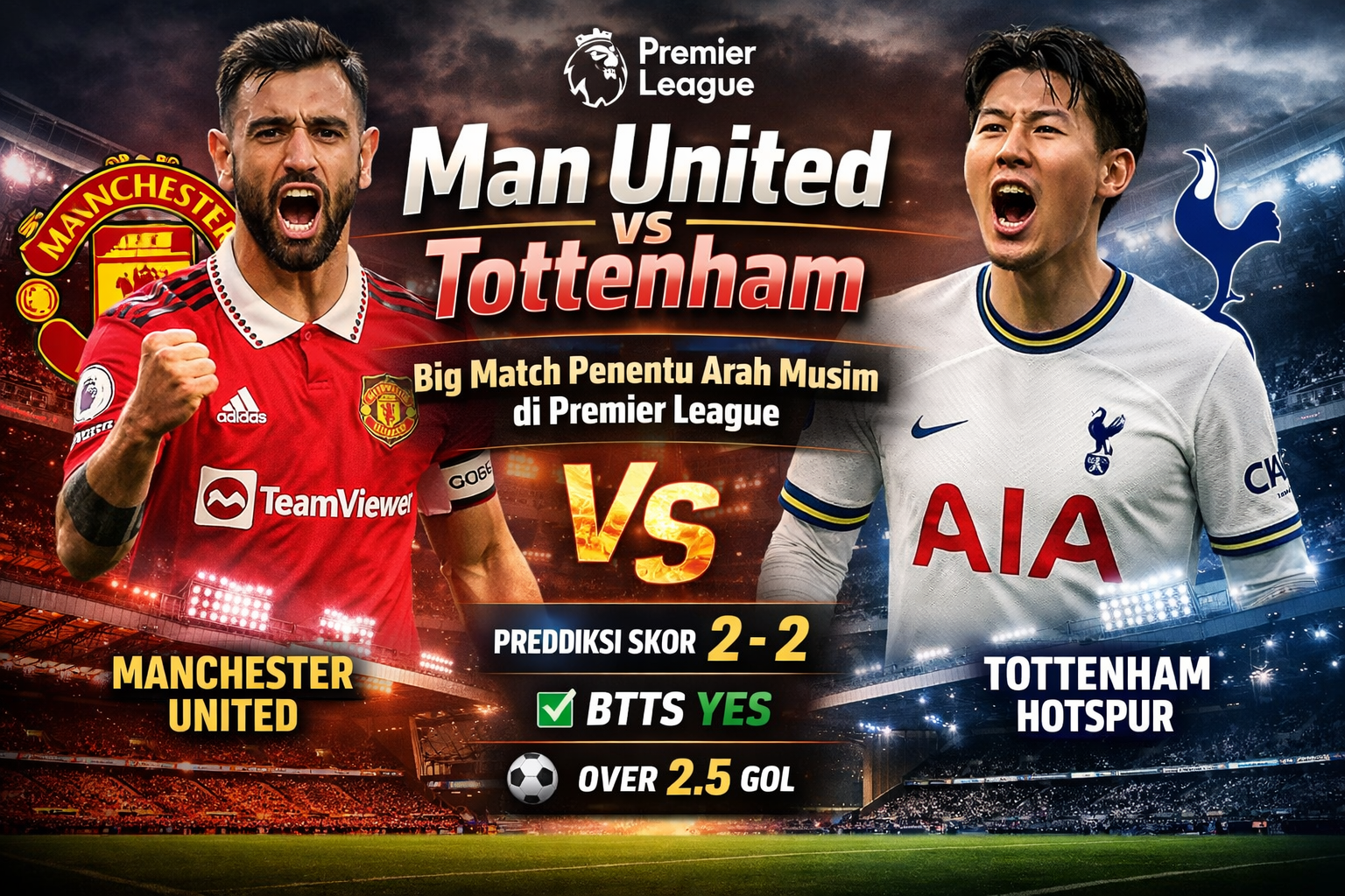 Man United vs Tottenham: Duel Panas Dua Raksasa yang Sama-Sama Ingin Bangkit