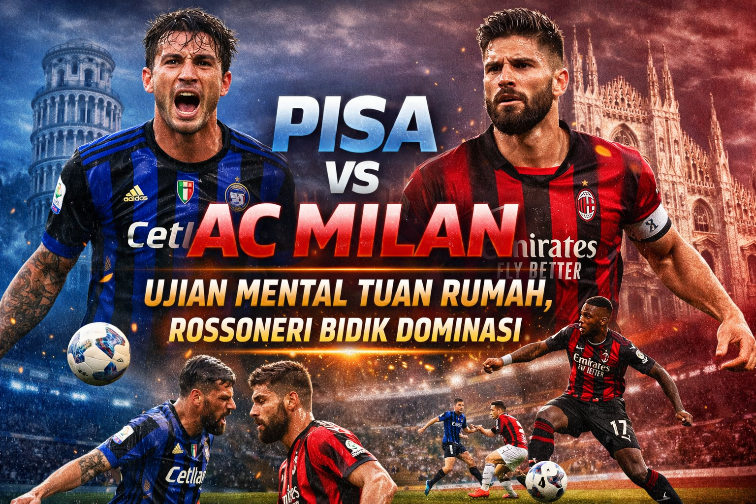 Milan Tampil Dominan, Pisa Beri Perlawanan Sengit dalam Laga Penuh Intensitas