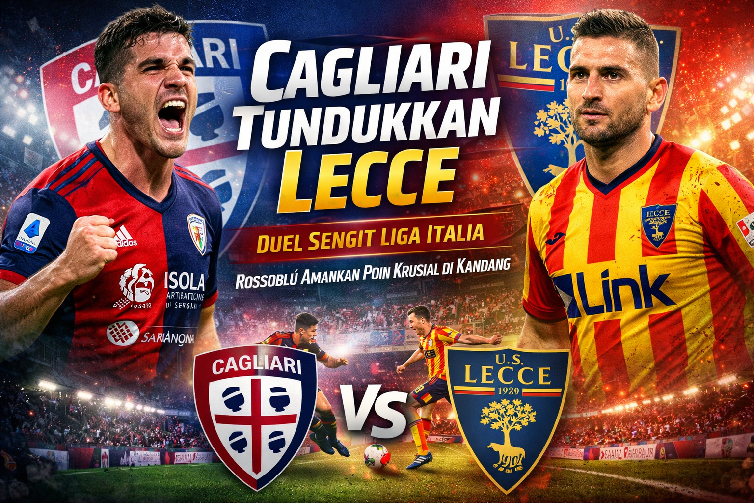 Cagliari Tundukkan Lecce dalam Duel Sengit Liga Italia, Rossoblù Amankan Poin Krusial di Kandang