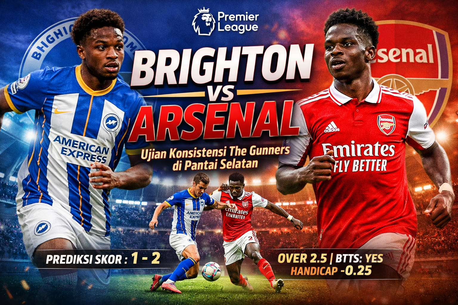 Brighton vs Arsenal: Ujian Konsistensi The Gunners di Pantai Selatan