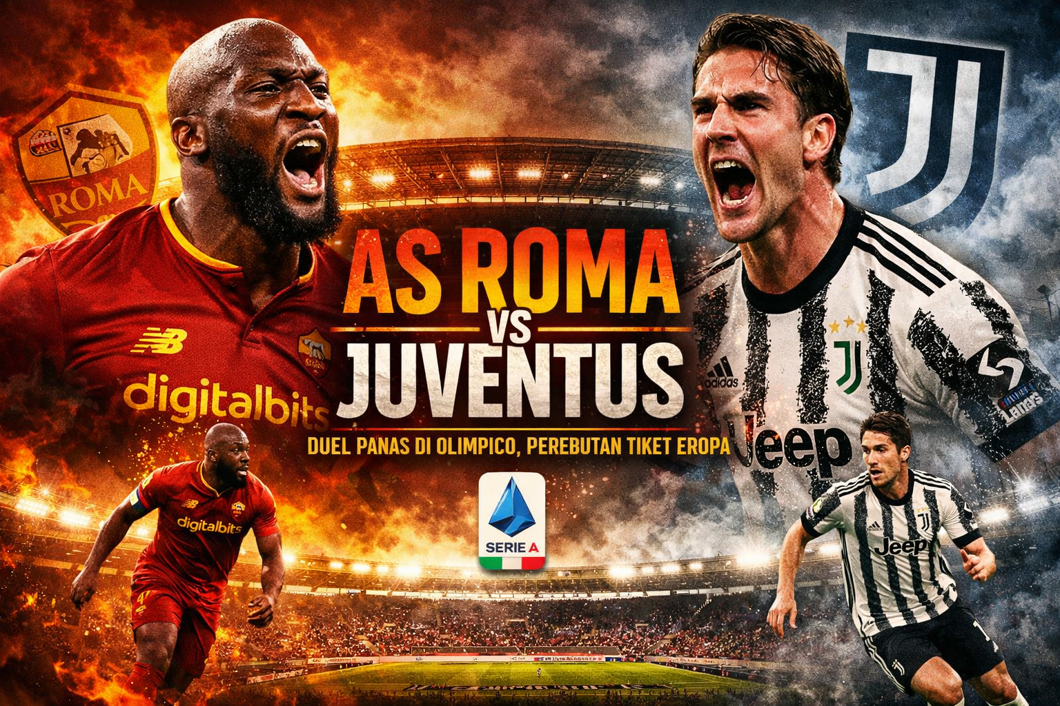 🔥 AS Roma vs Juventus: Duel Panas di Olimpico, Perebutan Tiket Eropa Kian Memanas